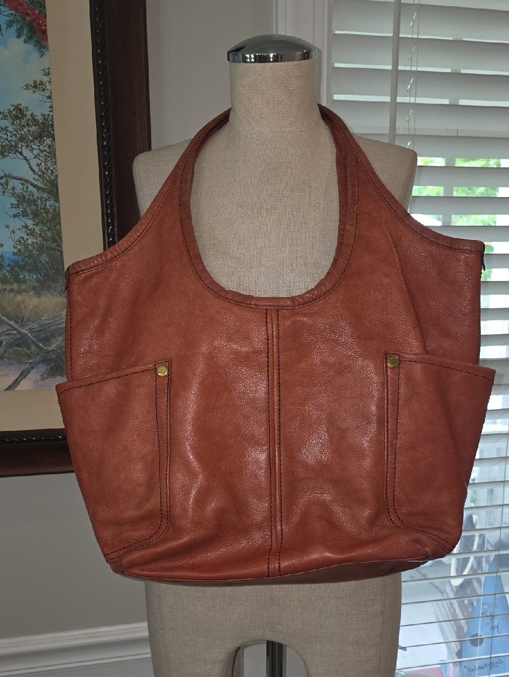 Frye Leather Tote in Cognac Brown